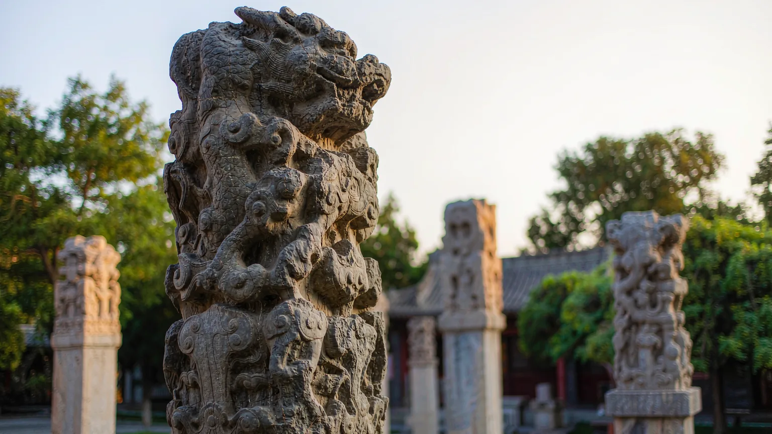 Intricate Tang-dynasty stone carving detail at Huaqing Palace