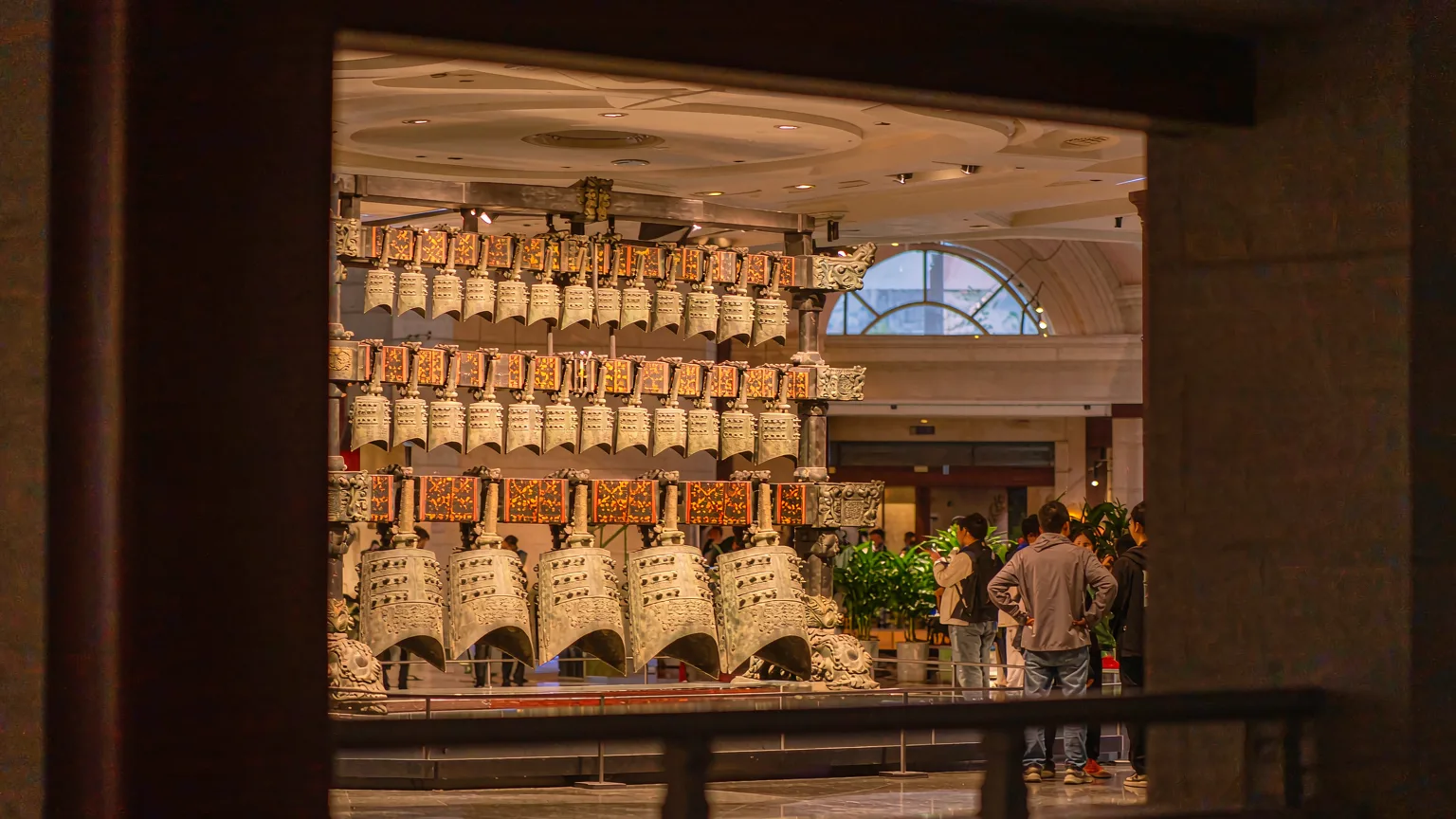 Bronze chime bells of Marquis Yi on display in museum hall