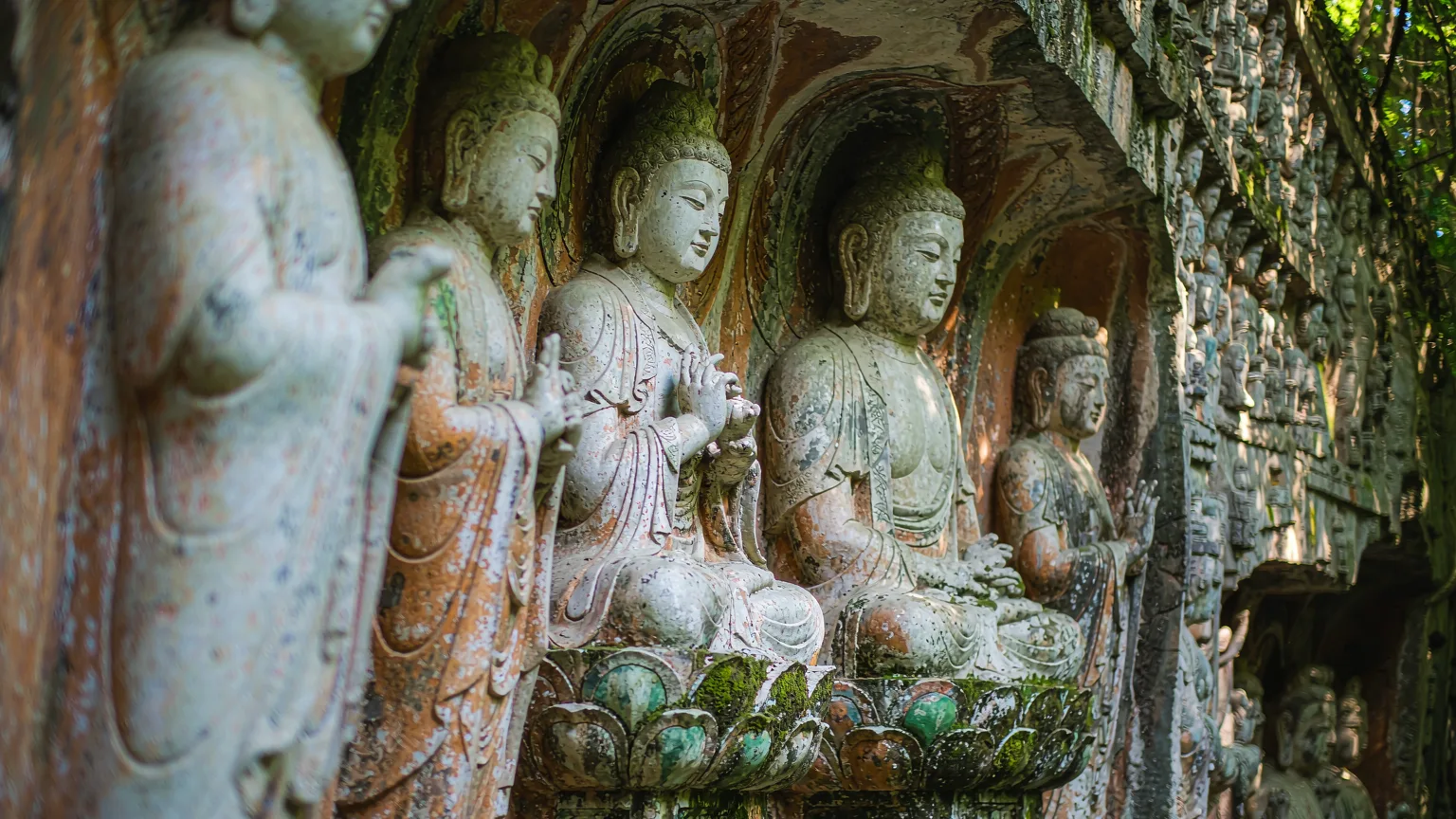 Ancient Buddhist carvings at Feilai Feng near Lingyin Temple