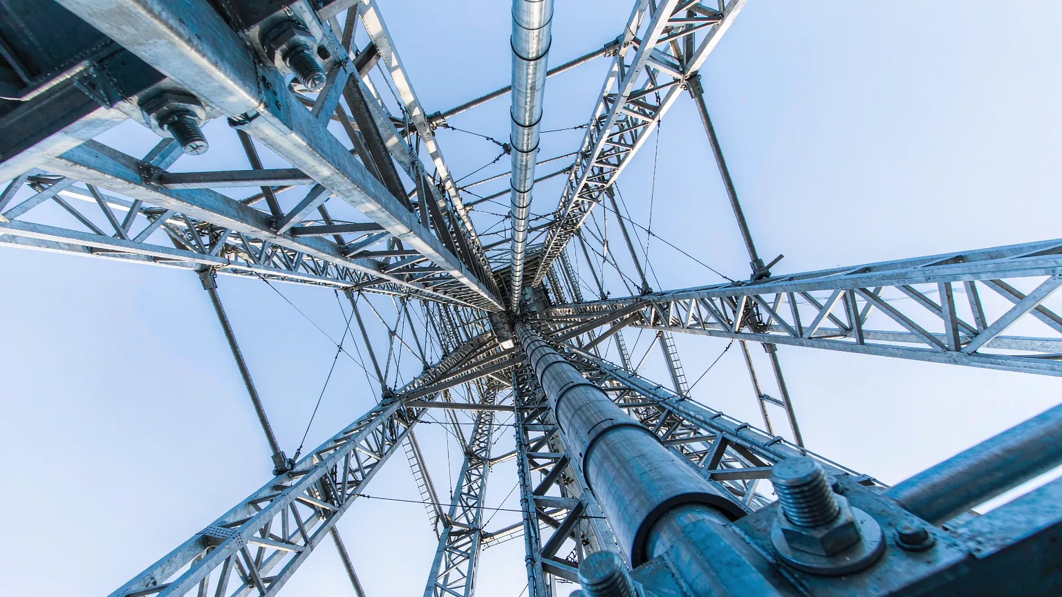 Close-up of Macau Tower's steel lattice and lightning protection