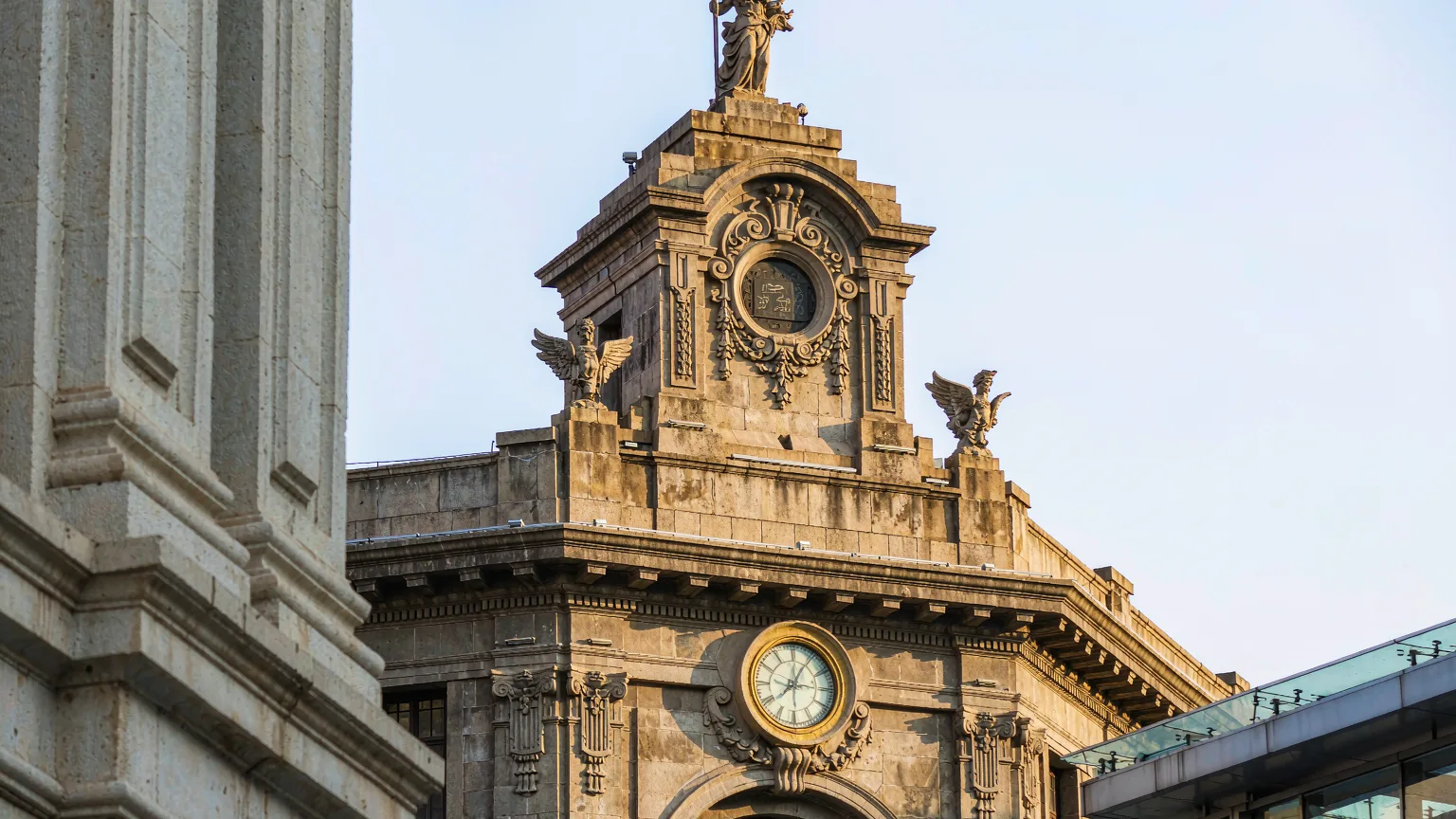 Detailed Art Deco facade of a historic building on Nanjing Road Pedestrian Street