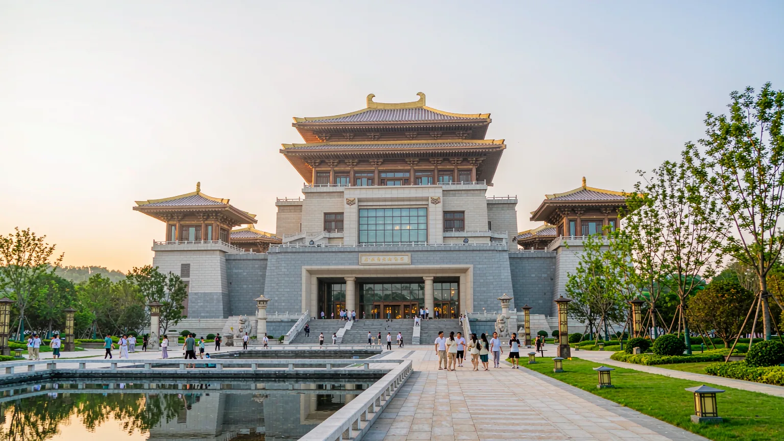 Grand University Hall at Nishan Sacred Land with traditional Chinese architecture