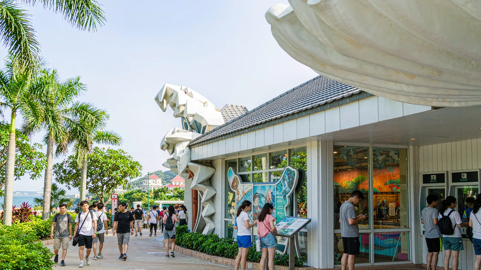 Visitors entering main entrance of Ocean Park Hong Kong