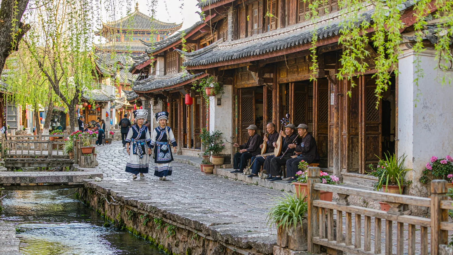 Naxi architecture and spring-fed canals in Shuhe Ancient Town