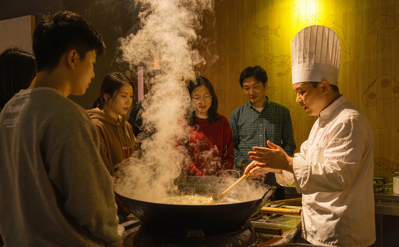 Cooking class at the wok station of Sichuan Cuisine Museum