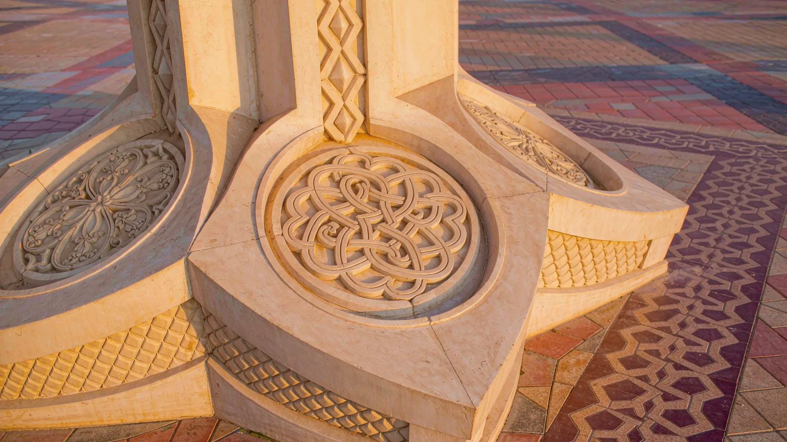 Detailed view of star monument base at Xinghai Square
