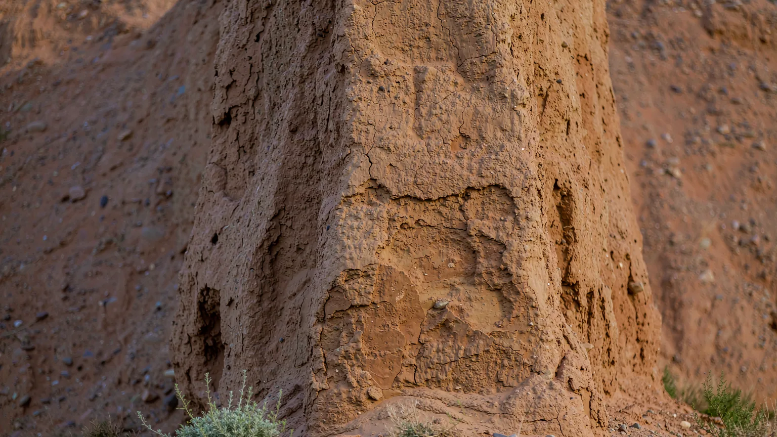 Close-up of weathered beacon tower at Yangguan Pass