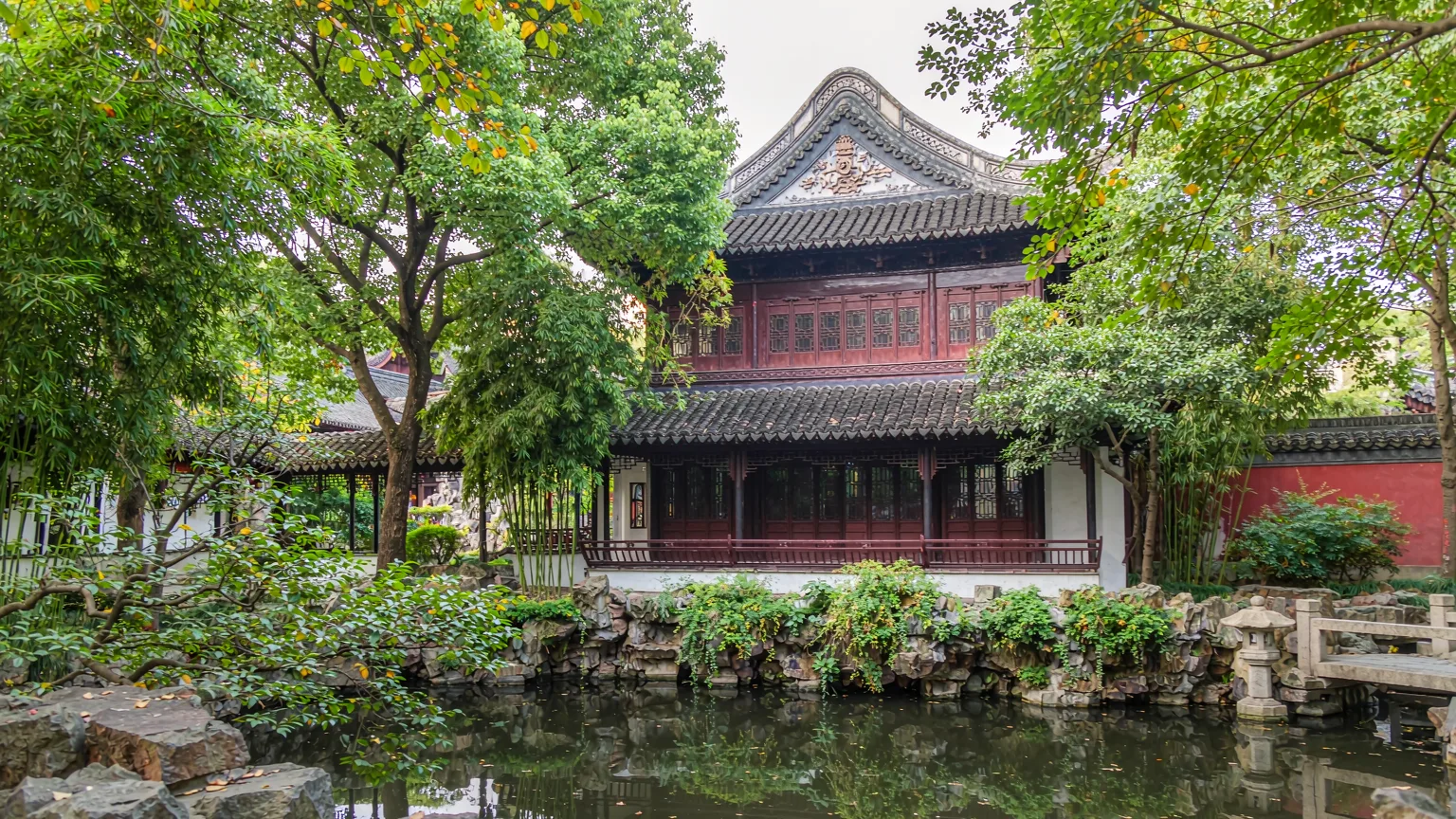 Ming dynasty Hall of Heralding Spring in Yu Garden with ornate carvings