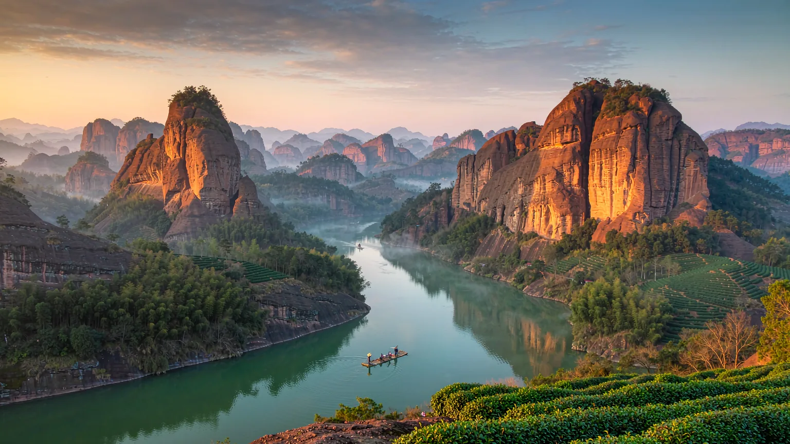 Degustazione di tè di roccia del Wuyishan e passeggiata con laboratorio di lavorazione del tè