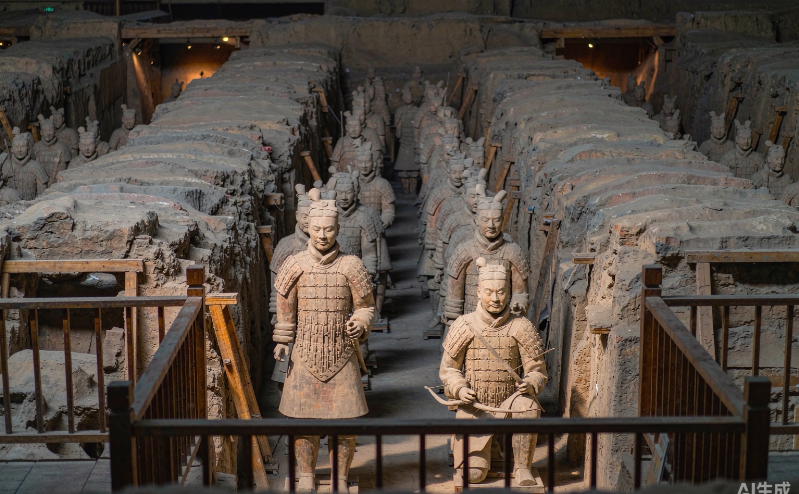 Terracotta Army warriors in the excavation pit of Xi'an